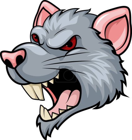 Illustration for Vector Illustration of  Angry rat head cartoon expression - Royalty Free Image