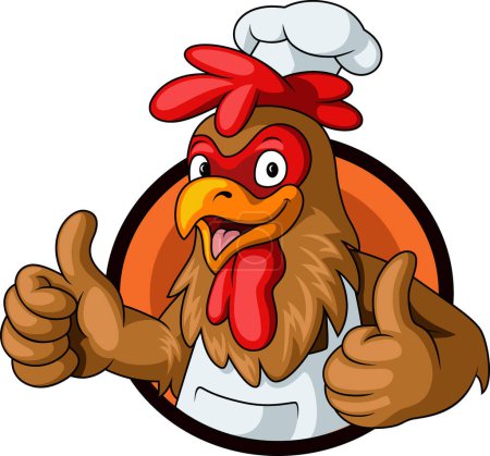 Illustration for Vector Illustration of Cute rooster chef giving thumb up - Royalty Free Image