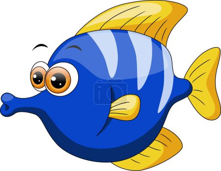 Illustration for Vector illustration of Cute blue angelfish cartoon on white background - Royalty Free Image