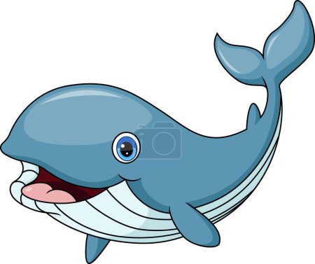 Ilustración de Ilustración vectorial de dibujos animados de ballenas lindas sobre fondo blanco - Imagen libre de derechos