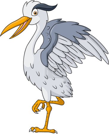 Illustration for Vector illustration of Cute crane bird cartoon on white background - Royalty Free Image