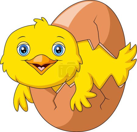 Ilustración de Ilustración vectorial de la caricatura linda polluelo eclosionando el huevo - Imagen libre de derechos