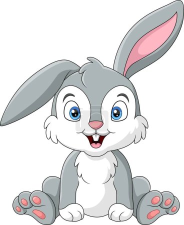Téléchargez les illustrations : Illustration vectorielle de dessin animé lapin mignon sur fond blanc - en licence libre de droit