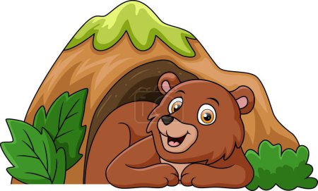 Illustration for Vector illustration of Cute little bear cartoon in the cave - Royalty Free Image