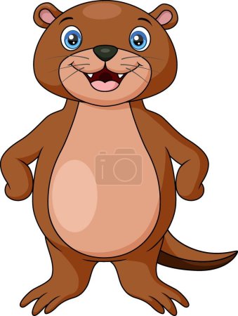 Illustration for Vector illustration of Cute otter cartoon on white background - Royalty Free Image