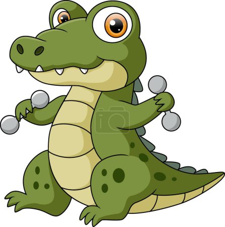 Illustration for Vector illustration of Cute baby crocodile cartoon sitting and crying - Royalty Free Image