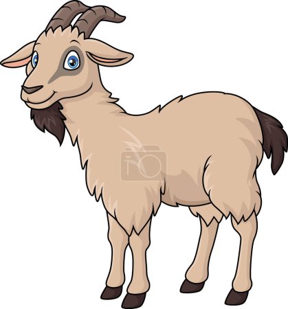 Vector illustration of Cute goat cartoon isolated on white background