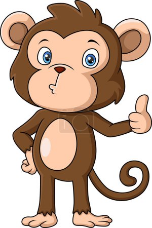 Illustration for Vector illustration of Cute little monkey cartoon giving thumb up - Royalty Free Image