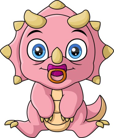 Illustration for Vector illustration of Cute baby triceratops cartoon on white background - Royalty Free Image