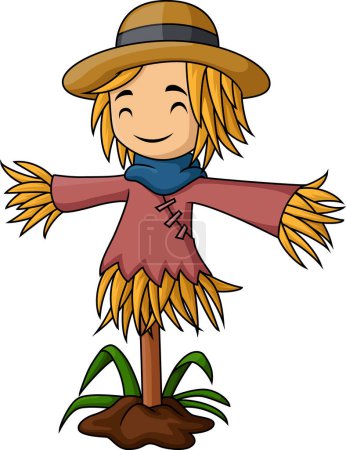 Illustration for Vector illustration of Cute scarecrow cartoon on white background - Royalty Free Image