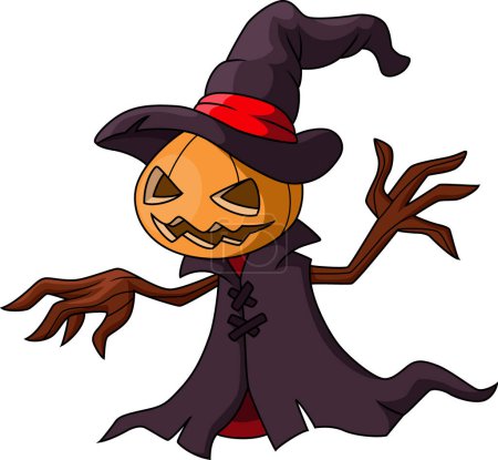 Illustration for Vector illustration of Cute halloween pumpkin scarecrow cartoon - Royalty Free Image