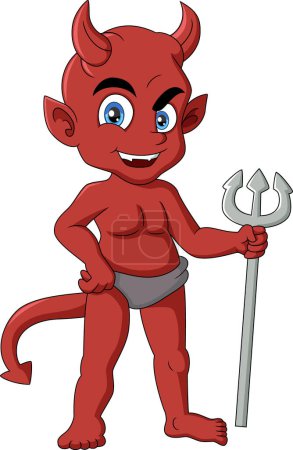 Illustration for Vector illustration of Cute red devil cartoon on white background - Royalty Free Image