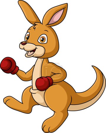 Téléchargez les photos : Illustration vectorielle du dessin animé de boxe kangourou mignon sur fond blanc - en image libre de droit