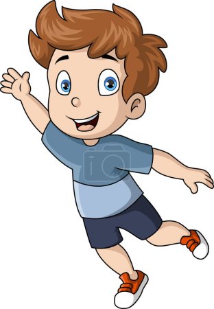 Téléchargez les photos : Illustration vectorielle de mignon petit garçon dessin animé sautant - en image libre de droit