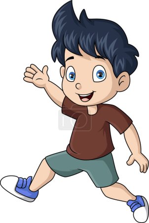 Téléchargez les photos : Illustration vectorielle de Mignon petit garçon dessin animé sur fond blanc - en image libre de droit