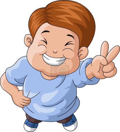 Vector illustration of Cute fat boy cartoon on white background