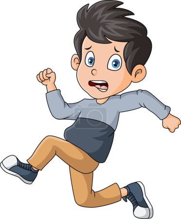 Téléchargez les photos : Illustration vectorielle de Mignon petit garçon dessin animé en cours d'exécution - en image libre de droit