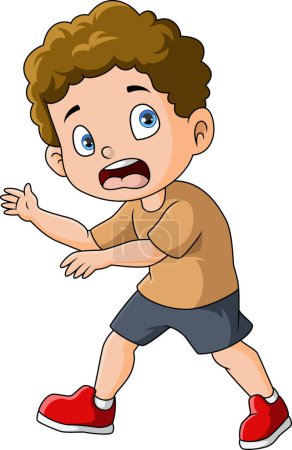 Téléchargez les photos : Illustration vectorielle de Mignon petit garçon dessin animé effrayé - en image libre de droit