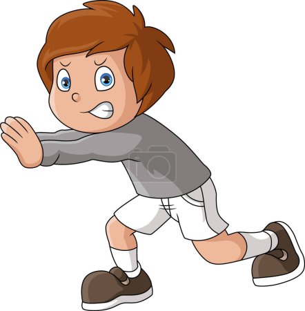 Téléchargez les photos : Illustration vectorielle du dessin animé mignon petit garçon effrayé et courant - en image libre de droit