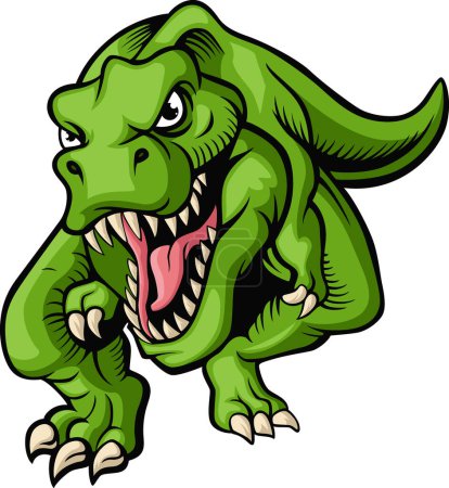 Téléchargez les photos : Illustration vectorielle de dessin animé mignon dinosaure sur fond blanc - en image libre de droit