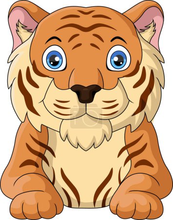 Téléchargez les photos : Illustration vectorielle de dessin animé tigre mignon sur fond blanc - en image libre de droit