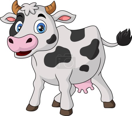 Téléchargez les photos : Illustration vectorielle de Mignon dessin animé de vache sur fond blanc - en image libre de droit