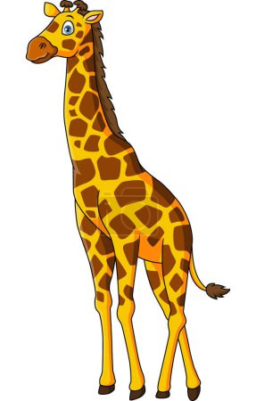 Téléchargez les photos : Illustration vectorielle de Mignon dessin animé girafe sur fond blanc - en image libre de droit