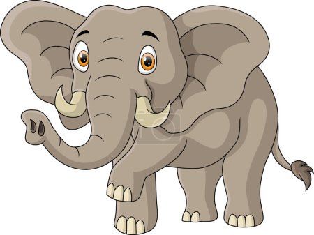Téléchargez les photos : Illustration vectorielle de Mignon éléphant dessin animé sur fond blanc - en image libre de droit