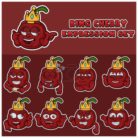 Karikatur von King Cherry Expression Set mit Krone. 