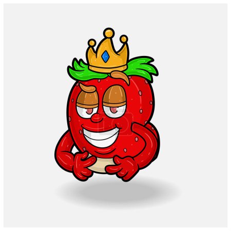 Lovestruck expresión con fresa fruta corona mascota carácter dibujos animados.