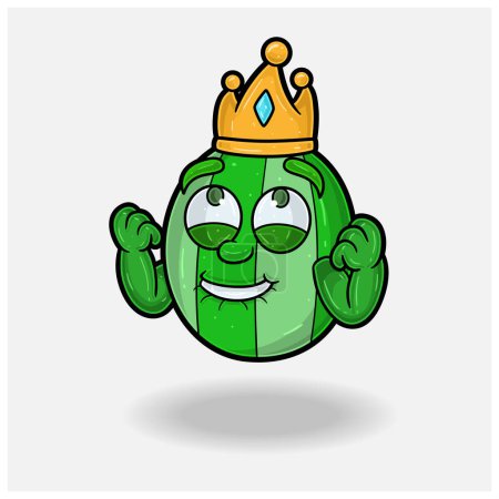 Glückliche Miene mit Wassermelone Fruit Crown Mascot Character Cartoon. 