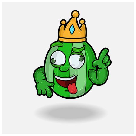 Verrückter Ausdruck mit Wassermelone Fruit Crown Mascot Character Cartoon.