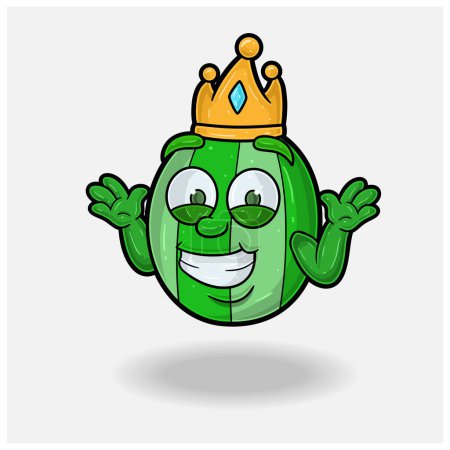 Dont Know Smile Ausdruck mit Wassermelone Fruit Crown Maskottchen Charakter Cartoon. 