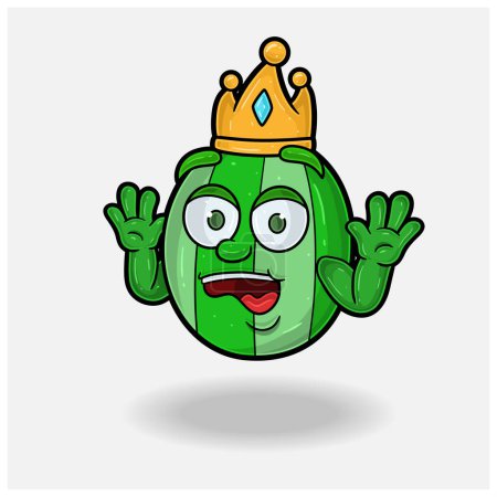 Schockierter Gesichtsausdruck mit Wassermelone Fruit Crown Mascot Character Cartoon. 