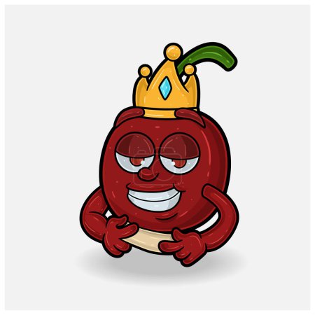 Love struck expression with Cherry Fruit Crown Mascot Character Cartoon. 