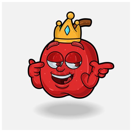 Smug expression with Apple Fruit Crown Mascot Character Cartoon. 