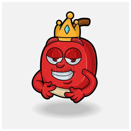 Love struck expression with Apple Fruit Crown Mascot Character Cartoon.