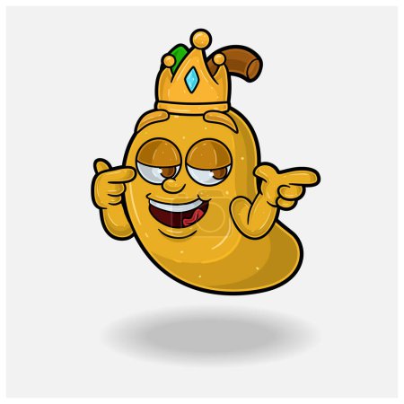 Smug expression with Mango Fruit Crown Mascot Character Cartoon. 
