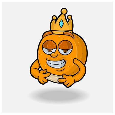 Love struck expression with Orange Fruit Crown Mascot Character Cartoon.