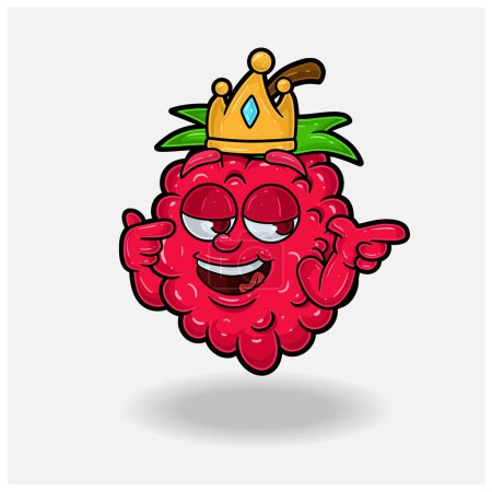 Smug expression with Raspberry Fruit Crown Mascot Character Cartoon. 
