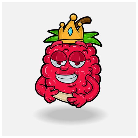 Love struck expression with Raspberry Fruit Crown Mascot Character Cartoon.