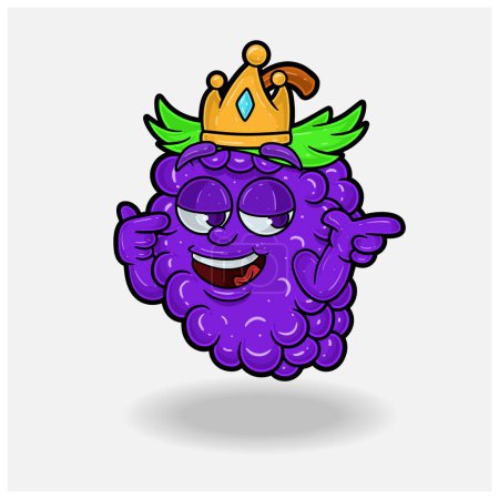 Smug expression with Grape Fruit Crown Mascot Character Cartoon.