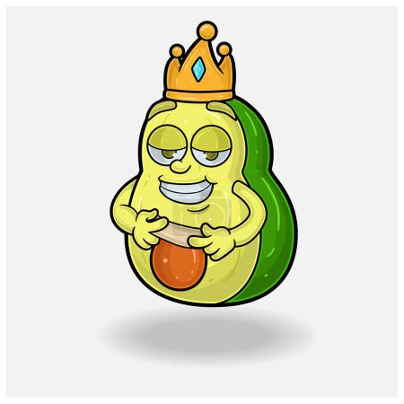 Love struck expression with Avocado Fruit Crown Mascot Character Cartoon. 