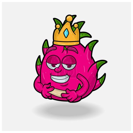 Amor golpeó expresión con Dragon Fruit Crown Mascota Personaje Dibujos Animados. 