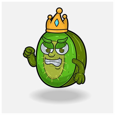 Kiwi Fruit Mascot Character Cartoon With Angry expression.
