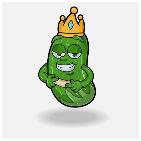 Cucumber Fruit Crown Mascot Character Cartoon With Love struck expression.