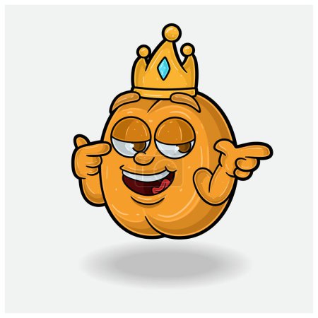 Mascotte de Abricot Caricature avec expression de Smug. 