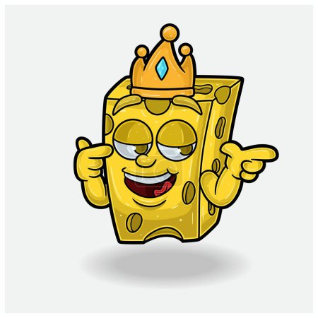 Mascotte de fromage personnage Dessin animé avec expression Smug. 