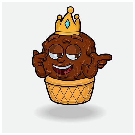 Ice cream With Smug expression. Mascot cartoon character for flavor, strain, label and packaging product. 