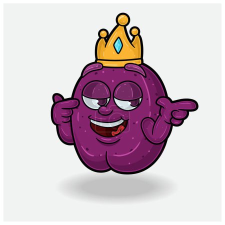 Plum Fruit With Smug expression. Mascot cartoon character for flavor, strain, label and packaging product. 